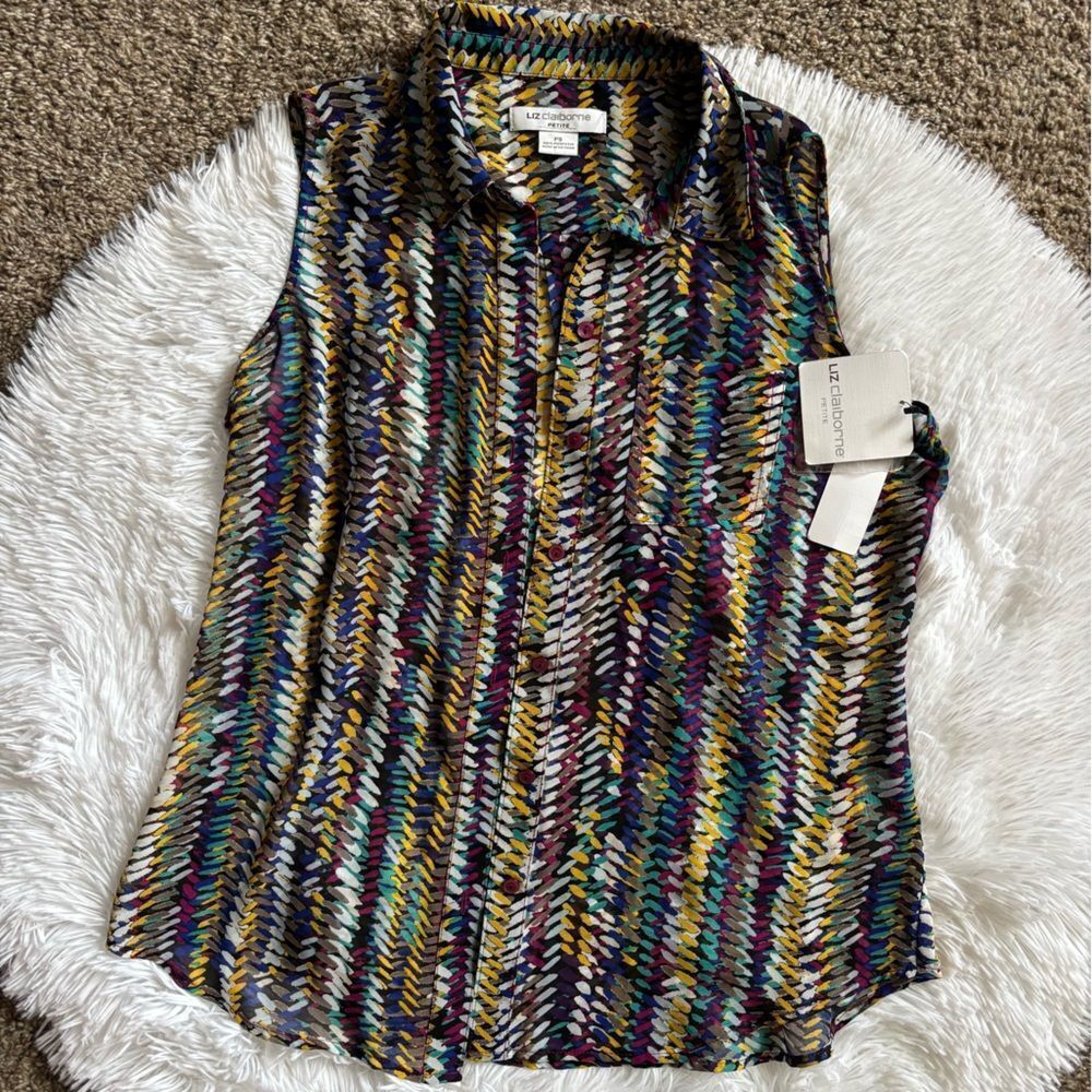 Liz Claiborne Tank Top Button Down New Lightweight Thin Womens Size Petite Small